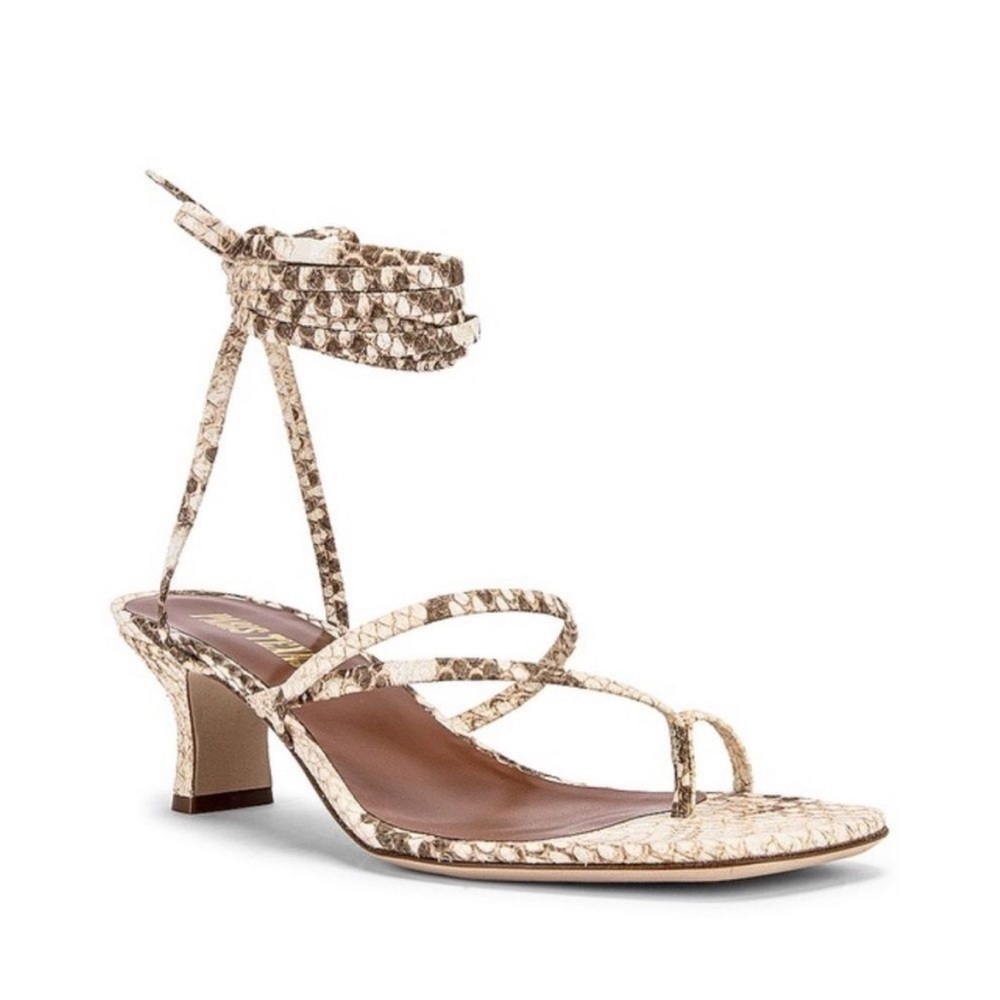 NEW NIB Paris Texas Sandalo Lace Up Wrap Sandal In Natural Faded Python